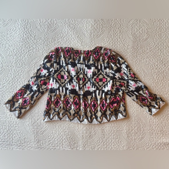 Sequin silk cropped evening jacket size XS - Picture 3 of 12